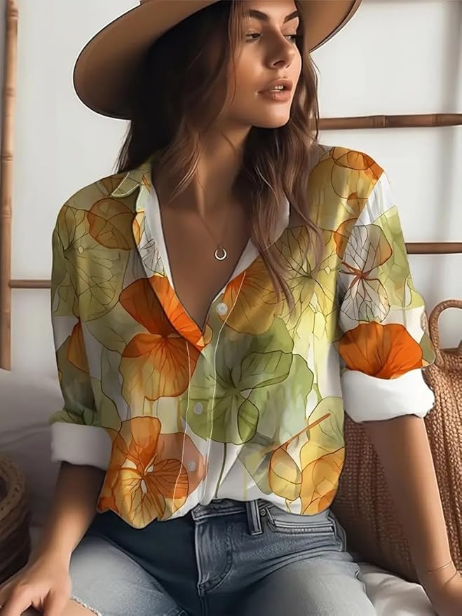 Women's Floral Printed Button Down Western Shirt